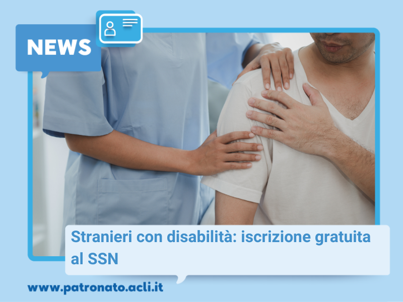 Uomo insieme a un'infermiera: riconoscimento della disabilità per cittadini stranieri.